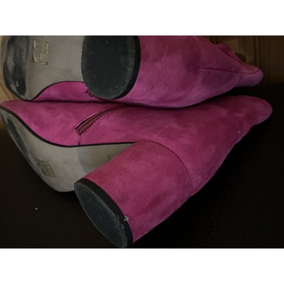 Topshop Marilo Block Heel Suede Bootie Fuschia Size 6.5 - Picture 11 of 14